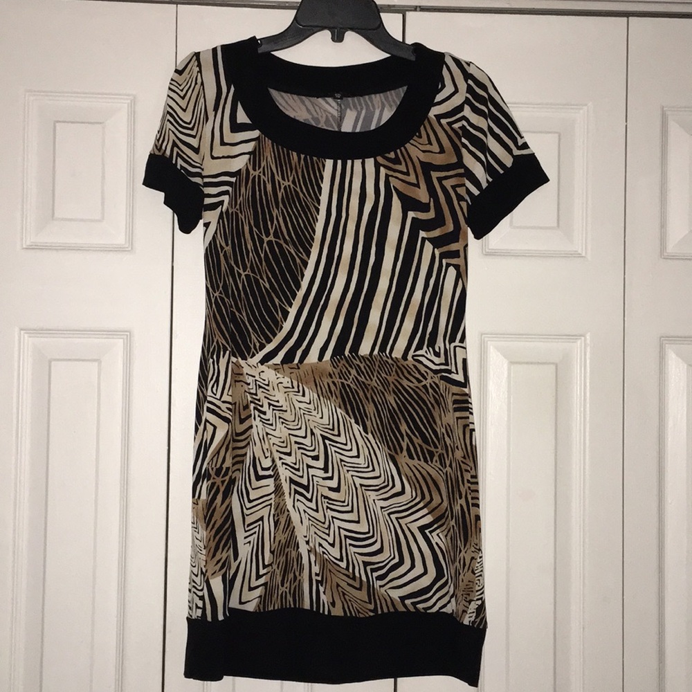 Patterned black/brown dress